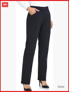 Stretchy Straight Leg Work Pants for Women Office Business Casual Yoga